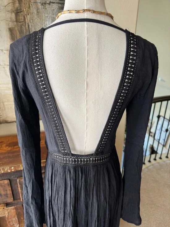 NWOT Aakaa Black Women's Swim Cover-Up Maxi Dress- size M - Picture 8 of 13